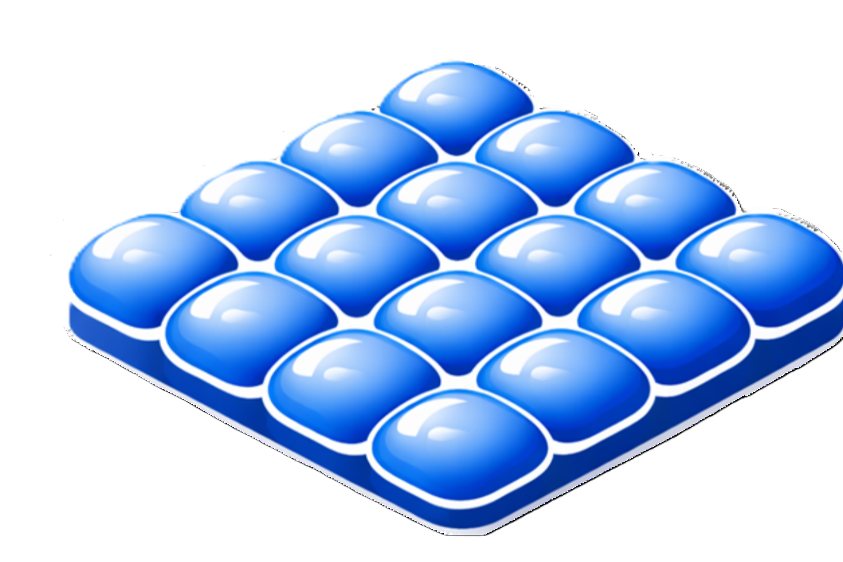 Official AJ Air Cushion brand logo representing patented multi-layered air cell technology for ergonomic seat support.