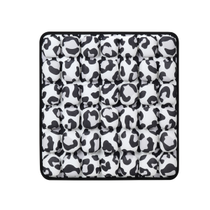 Black and white leopard print AJ Air Cushion with 3D air cells, modern animal pattern seat pad for minimalist office decor and back support.