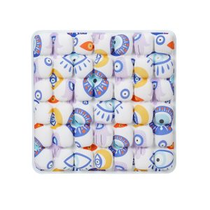 Evil Eye pattern AJ Air Cushion with 3D air cells, colorful mystical eye symbol seat pad for office chair and home decor.