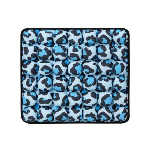 Blue leopard print AJ Air Cushion with 3D air cells, stylish blue animal pattern seat pad for office chair and fashion-forward professionals.