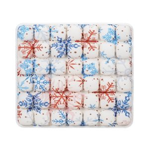 Red and blue snowflake pattern AJ Air Cushion with 3D air cells, seasonal winter themed seat pad for office chair comfort.