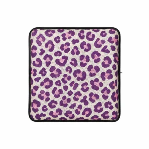 AJ Purple Leopard 3D Mesh Air Seat Cushion showing the breathable 3D mesh cover and adjustable air-cell support