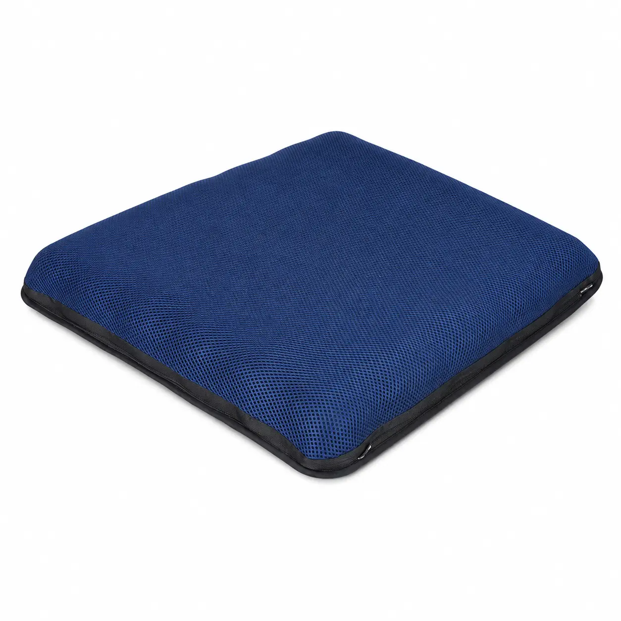 AJ Navy Blue 3D Mesh Air Seat Cushion showing the breathable 3D mesh cover and adjustable air-cell support