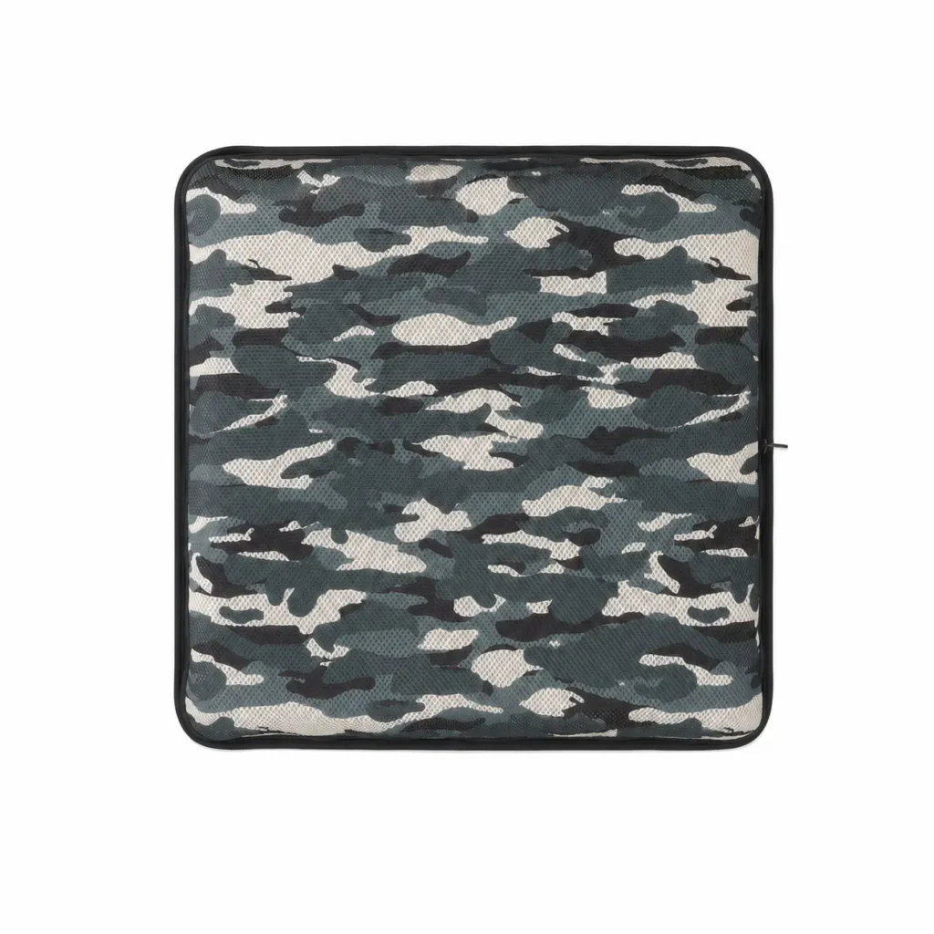 AJ Green Camouflage 3D Mesh Air Seat Cushion showing the breathable 3D mesh cover and adjustable air-cell support