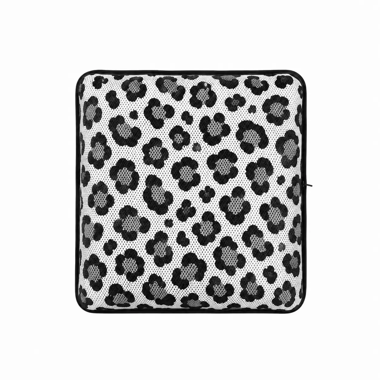 AJ Wild Leopard 3D Mesh Air Seat Cushion showing the breathable 3D mesh cover and adjustable air-cell support