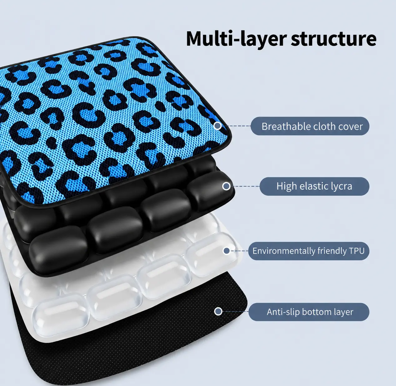 AJ Blue Leopard Print 3D Air Mesh Seat Cushion - Image 4