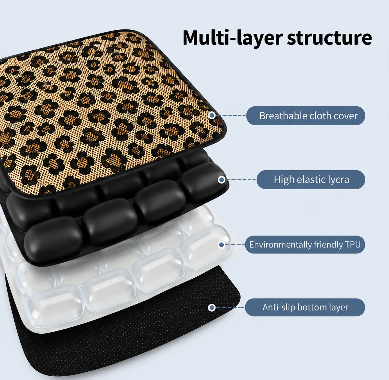 AJ Light Brown Leopard Print 3D Air Mesh Seat Cushion - Image 5