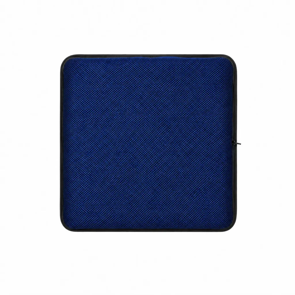 AJ Navy Blue 3D Mesh Air Seat Cushion showing the breathable 3D mesh cover and adjustable air-cell support