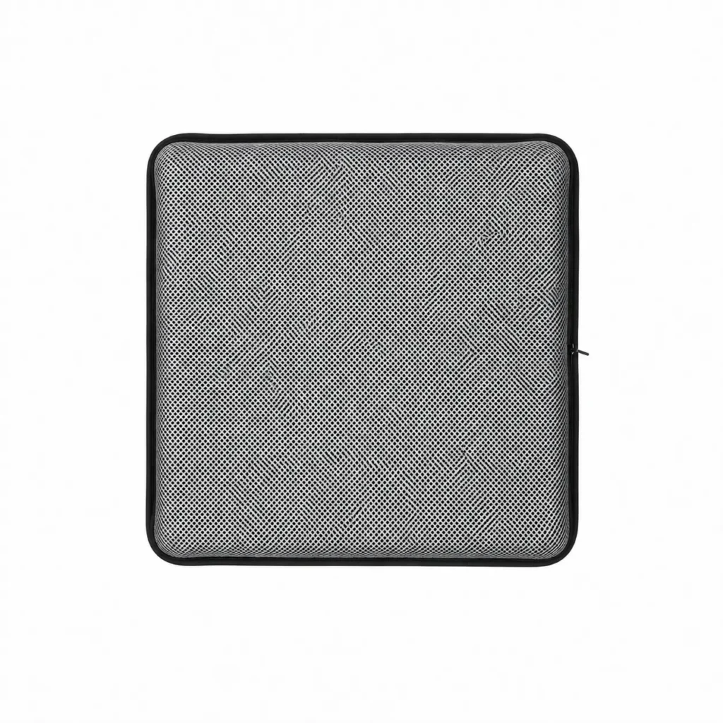 AJ Slate Gray 3D Mesh Air Seat Cushion showing the breathable 3D mesh cover and adjustable air-cell support