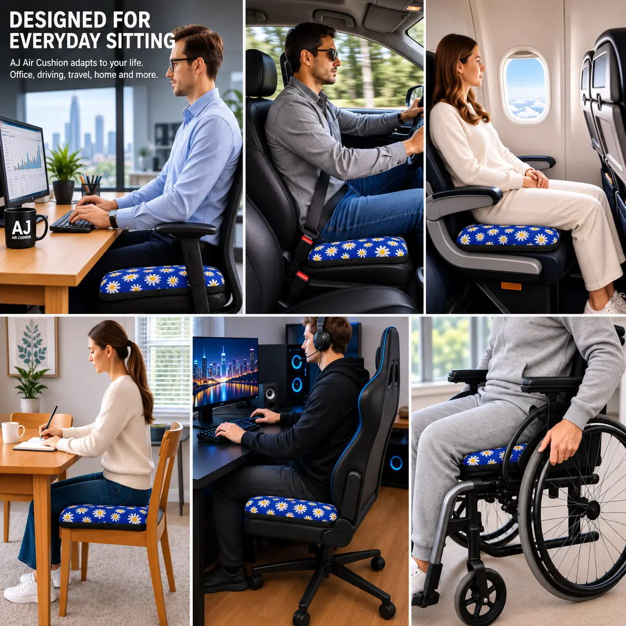 AJ Blue Daisy 3D Air Mesh Seat Cushion - Image 7