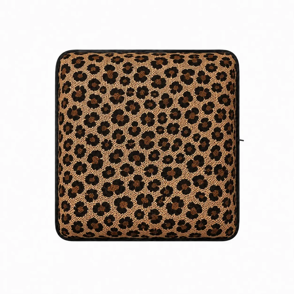 AJ Dark Brown Leopard Print 3D Air Mesh Seat Cushion with breathable mesh fabric and adjustable air support