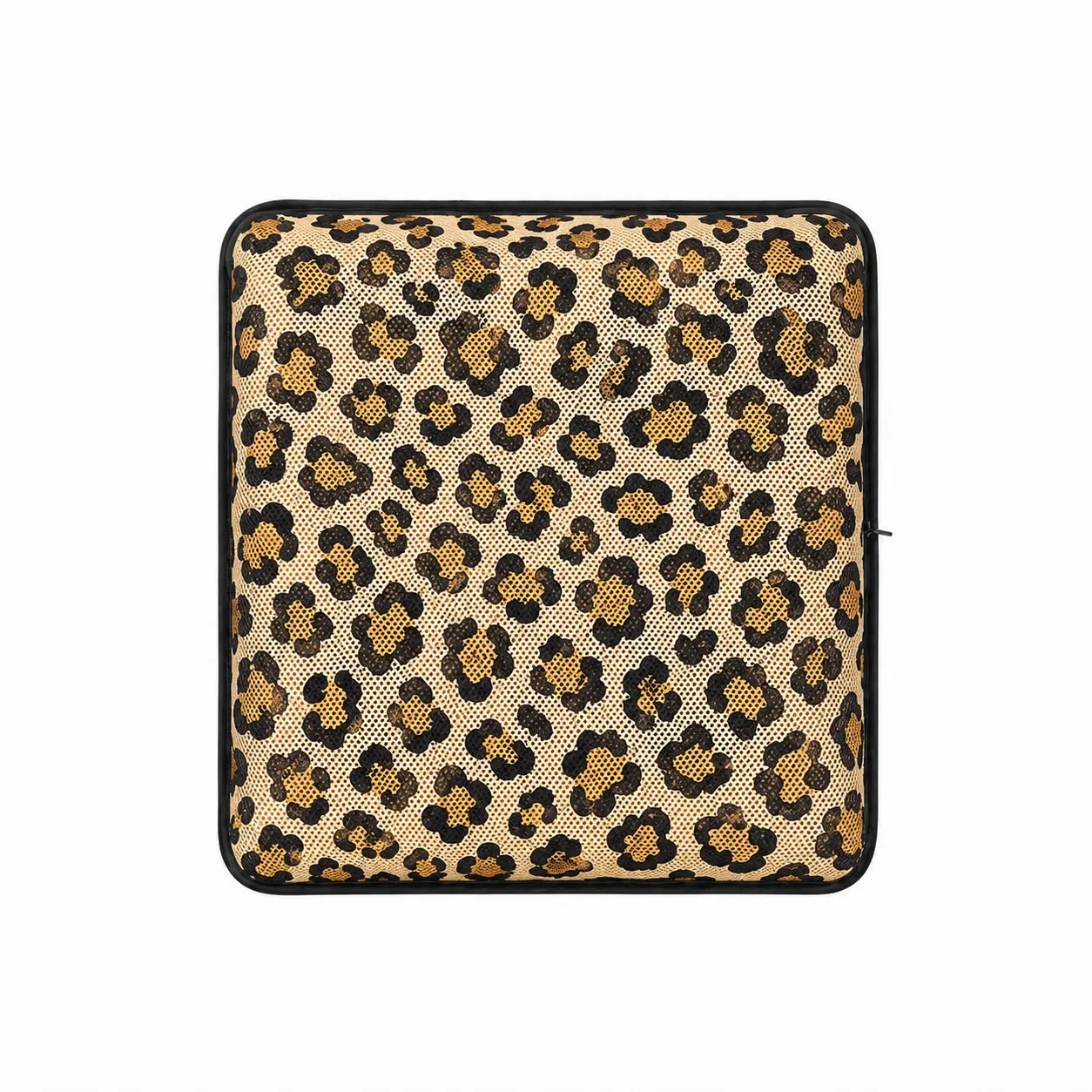 AJ Light Brown Leopard Print 3D Air Mesh Seat Cushion with breathable mesh fabric and adjustable air support