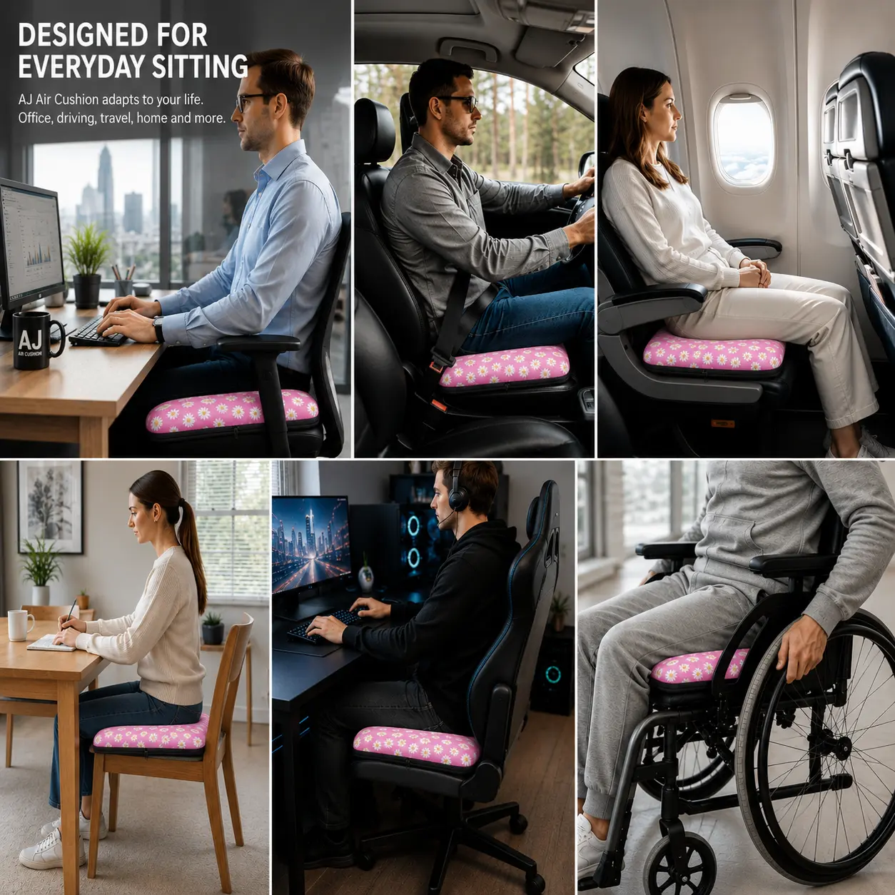AJ Pink Daisy 3D Air Mesh Seat Cushion - Image 7