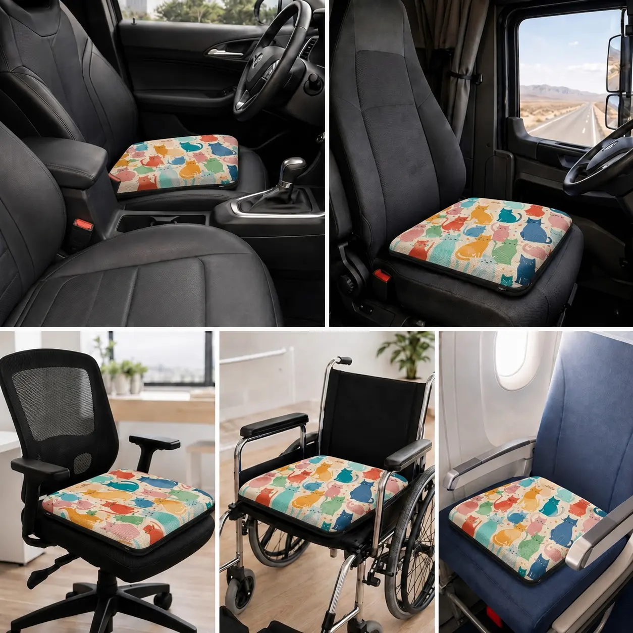 AJ Multi-Color Cat 3D Air Mesh Seat Cushion - Image 6