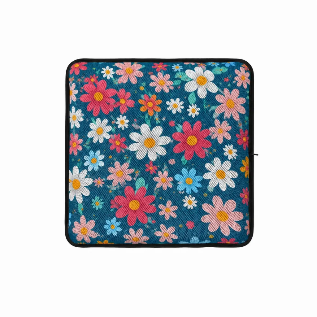 AJ Teal Floral Pattern 3D Air Mesh Seat Cushion