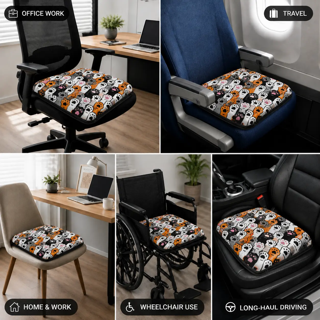 AJ Paw Pattern 3D Air Mesh Seat Cushion - Image 6