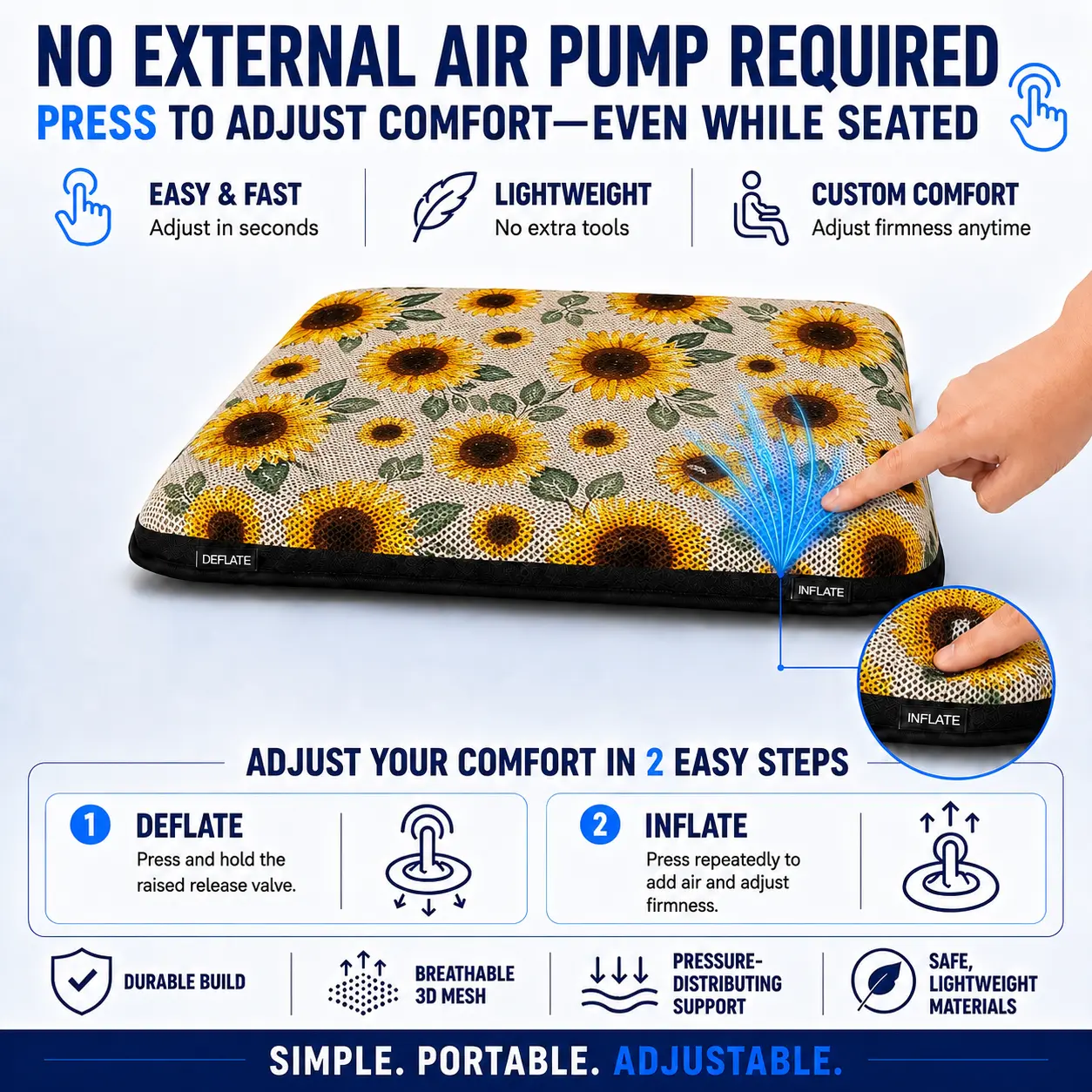 AJ Sunflower 3D Air Mesh Seat Cushion - Image 5