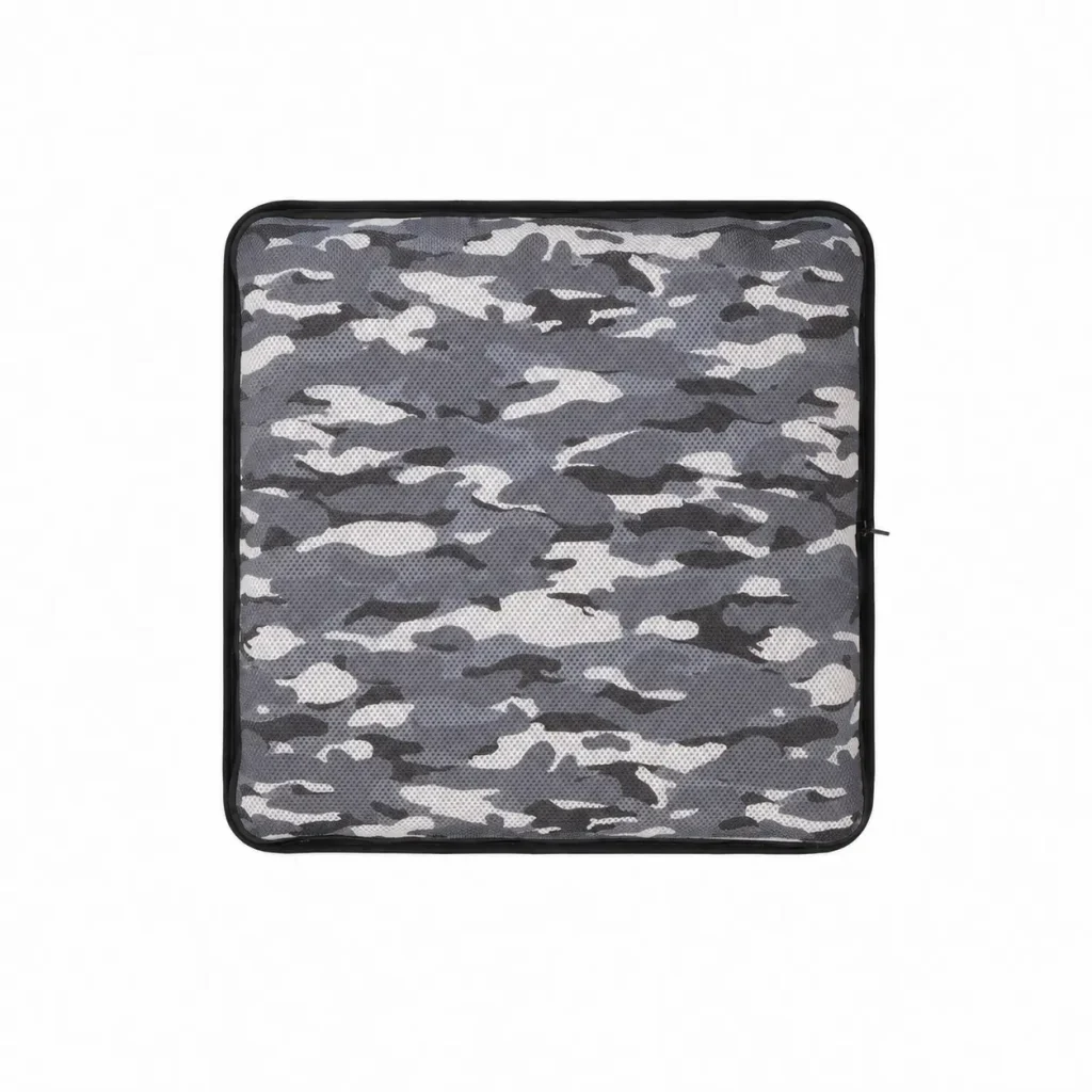 AJ Gray Camouflage 3D Mesh Air Seat Cushion showing the breathable 3D mesh cover and adjustable air-cell support