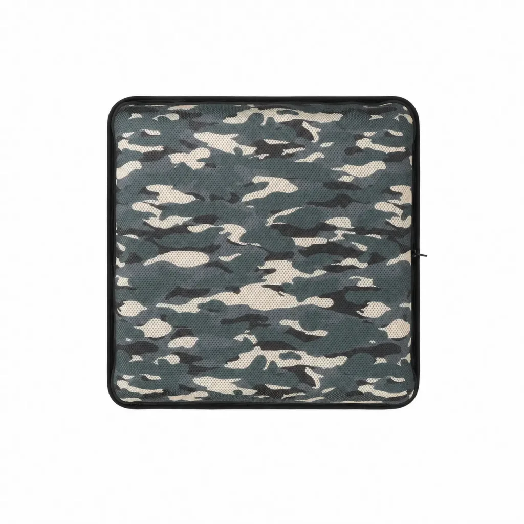 AJ Green Camouflage 3D Mesh Air Seat Cushion showing the breathable 3D mesh cover and adjustable air-cell support