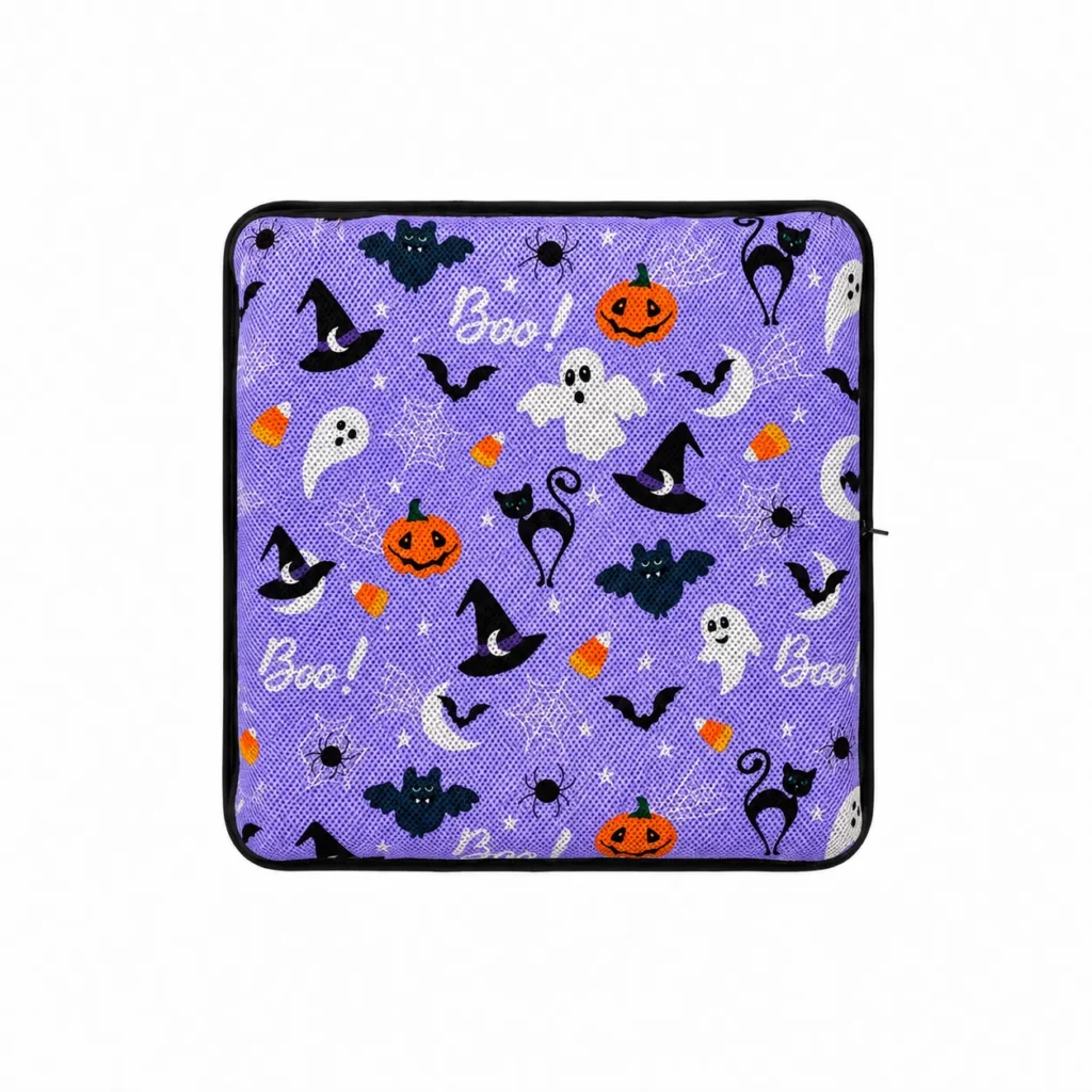 AJ Purple Spooky Night Halloween 3D mesh air seat cushion with ghosts, black cats and bats